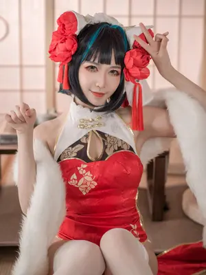 源纱希喵喵喵 - 碧蓝航线 柴郡 红色旗袍_0004