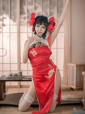 源纱希喵喵喵 - 碧蓝航线 柴郡 红色旗袍_0006