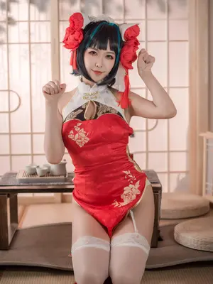 源纱希喵喵喵 - 碧蓝航线 柴郡 红色旗袍_0007